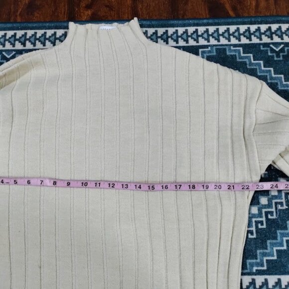 Topshop Knitted Oversized Ribbed Funnel Midi Dress Cozy Stone-Neutral Womens M - Picture 9 of 12